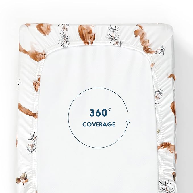 GRSSDER Stretch Ultra Soft Jersey Knit Changing Pad Cover Set 2 Pack, Change Table Pad Covers Fit 32"/34" x 16" Pads Safe and Snug, Pretty Pattern for Boys and Girls, Cute Jungle Squirrels and Animals