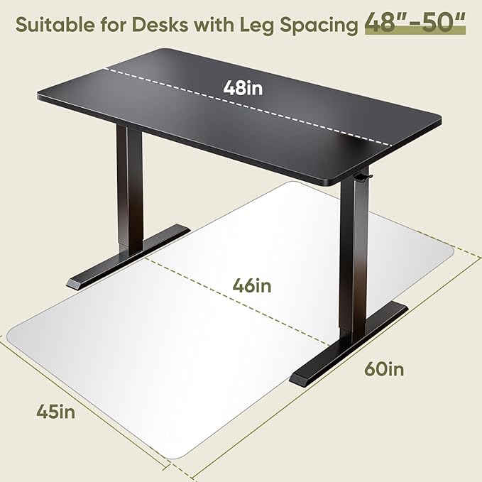 Office Chair Mat for Carpet & Hardwood, Upgraded 45" x 60" Tempered Glass Chair Mat for Office Home, with 4 Anti-Slip Pads