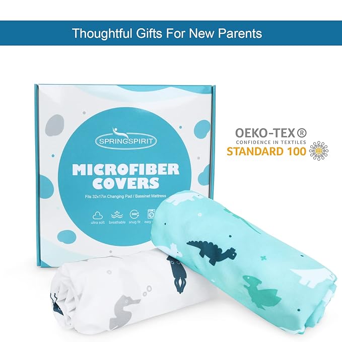 Changing Pad Cover for Boys Girls 2 Pack, Comfy & Breathable Changing Table Cover for 32''x16" Changing Table Pads, Diaper Changing Pad Cover, Aqua