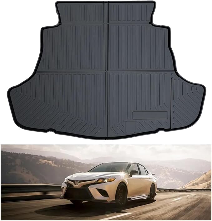 All Weather Rear Cargo Liners Trunk Tray Mats Protector Custom Compatible with 2018 2019 2020 2021 2022 2023 2024 2025 Toyota Camry, 3D Waterproof Durable Odorless Flexible Black TPO Accessories