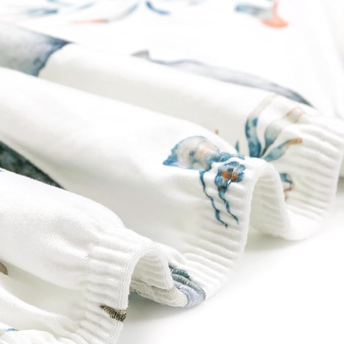 GRSSDER Stretch Ultra Soft Jersey Knit Changing Pad Cover Set 2 Pack, Change Table Pad Covers Fit 32"/34" x 16" Pads Safe and Snug, Sea Fish Print for Girls and Boys