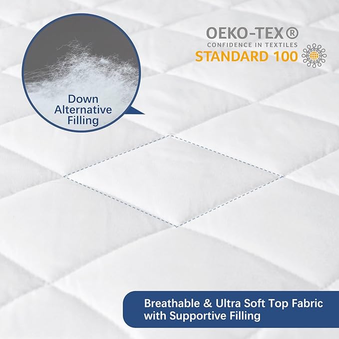 Waterproof Split Top Queen Mattress Pad Protector for Adjustable Bed, 34" Top Split from Head, Noiseless, Soft Padded Matress Protector