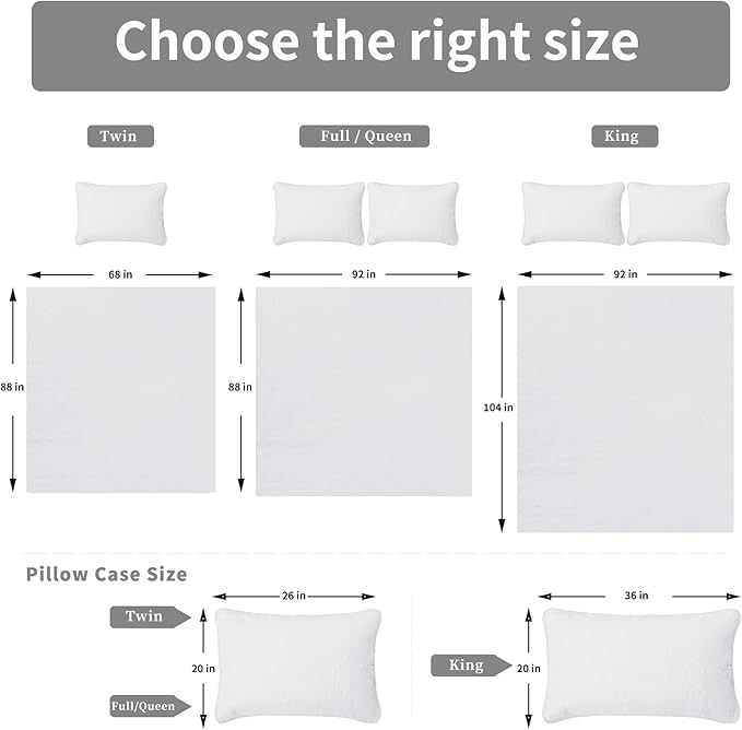 Easy-Going Full/Queen Size Reversible Quilt Set with 1 Quilt and 2 Pillow Shams, Soft Bed Quilt Cover, Water Resistant Lightweight Microfiber Bedspread, Stain Resistant, Damask-White/White