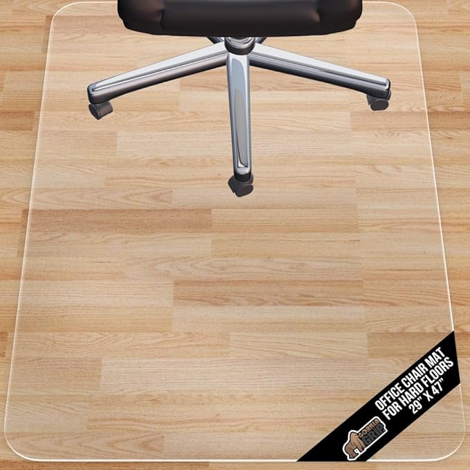 GORILLA GRIP Office Chair Mat for Hardwood Floors, 29x47 Smooth Glide Slip Resistant Under Desk Hard Wood Floor Protector, Stay in Place Plastic Computer Mats for Rolling Office Chairs, Clear