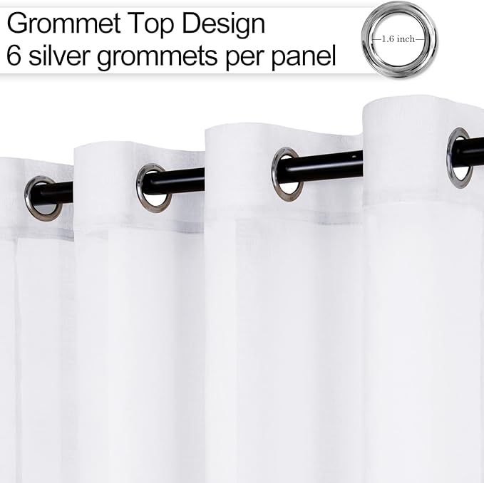 XWZO White Sheer Curtains 84 Inches Long for Bedroom, Light Filtering, Airy & Breathable Voile Drapes, Grommet Tieback Window Curtains for Living Room, Kids Room, Set of 2 Panels, W42 x L84