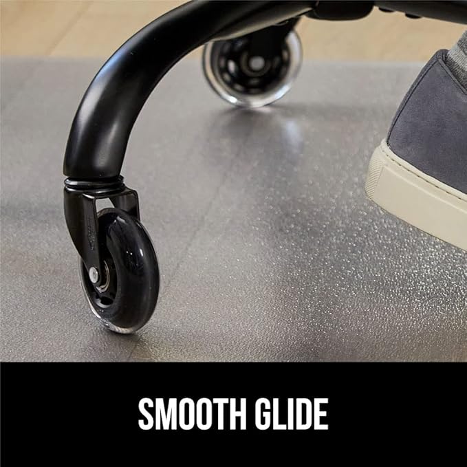 GORILLA GRIP Office Chair Mat for Hardwood Floors, 29x47 Smooth Glide Slip Resistant Under Desk Hard Wood Floor Protector, Stay in Place Plastic Computer Mats for Rolling Office Chairs, Clear Lip