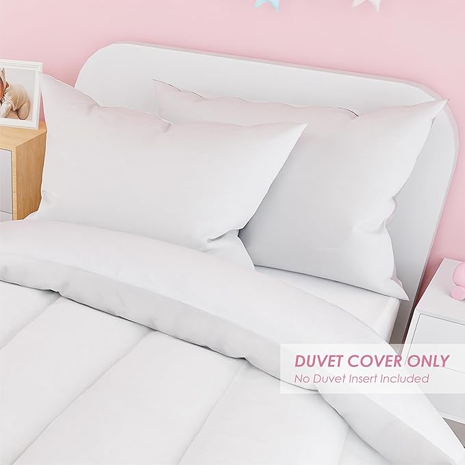 SANDJEST White Duvet Cover Sets Twin Size for Kids Boys Girls, Include 1 Polyester Comforter Cover 68x86 Inches and 1 Pillowcase 20x26 Inches, Comforter Not Included, Gift for Christmas Birthday