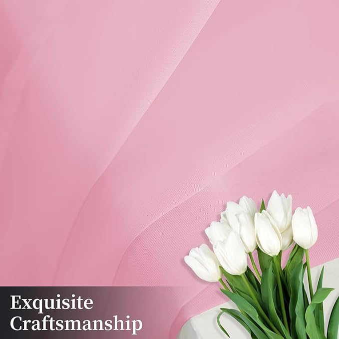 Sheer Curtains 54 Inches Long 2 Panels, Rod Pocket Short Curtain for Kitchen, Bedroom, Cafe Window(Pink 38" W x 54" L)