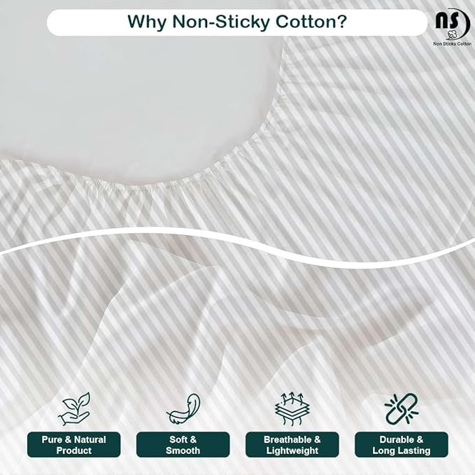 NON Sticky cotton Twin Size Sleeper Sofa Sheets, 4 Piece Egyptian Cotton Bed Sheet Set for Sofa Bed, 7" Deep Pocket for Pull Out Couch Mattress, 39" x 75", White Stripe, Soft & Breathable