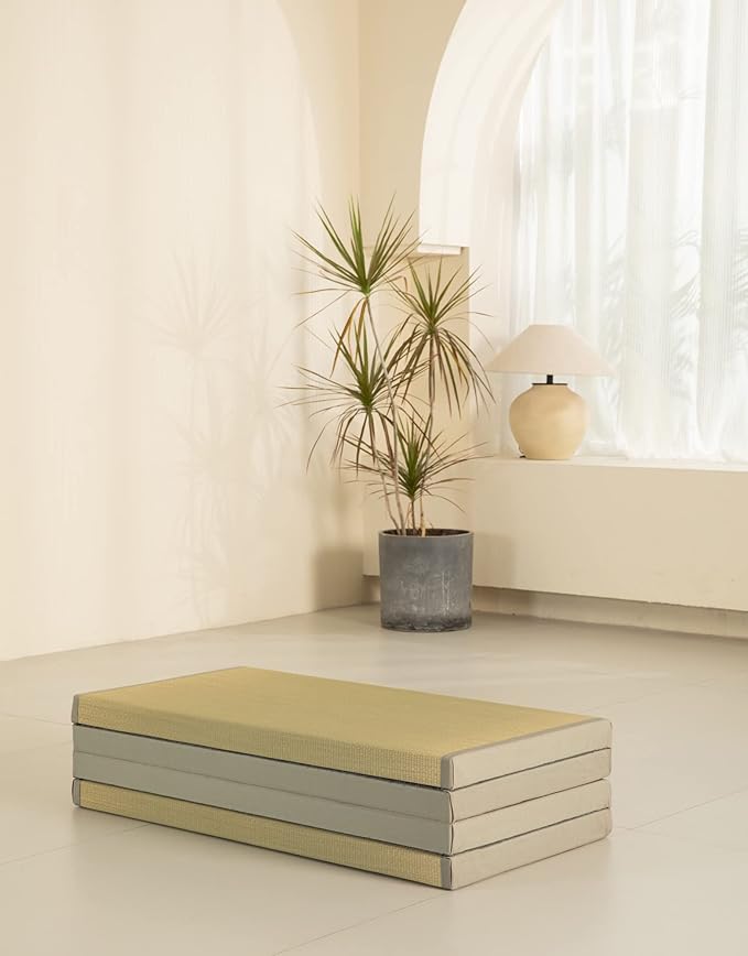 MustMat Thick Tatami Mat Twin XL Floor Mattress Japanese Tatami Bed with Storage Bag 39 x 80 x 2 in (Gray)