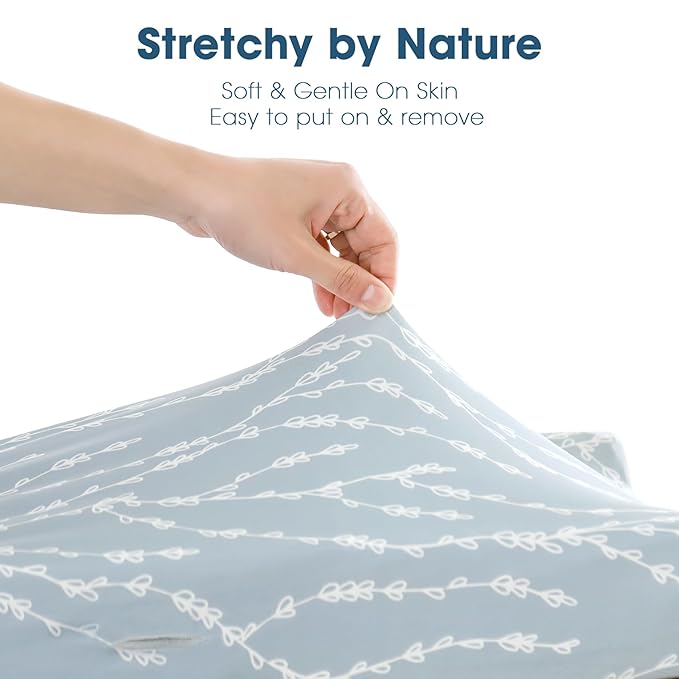 GRSSDER Stretch Ultra Soft Jersey Knit Changing Pad Cover Set 2 Pack, Change Table Pad Covers Fit 32"/34" x 16" Pads Safe and Snug, Sea Fish Print for Girls and Boys