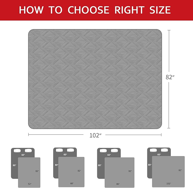 Moonsea Waterproof Blanket Dog Bed Cover with Non-Skid Bottom, Couch Cover for Dogs, Mattress Protector Furniture Protector, Bed Couch Sofa(102" X 82") Grey