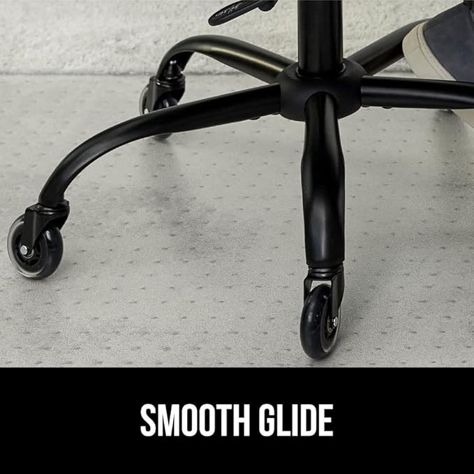 GORILLA GRIP Slip Resistant Office Chair Mat for Carpet Floors, Smooth Glide Under Desk Carpeted Floor Protector, Heavy Duty Plastic Computer Mats for Rolling Work and Gaming Chairs 32.5x48, Clear