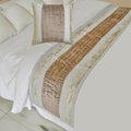 The HomeCentric King/Queen/Twin Beige Luxury CA King 86"x18" Bed Runner with Two Pillow Cover, Velvet & Patchwork Bed Scarf on Velvet Fabric - Luxe Velvet Lines