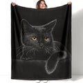 HommomH Black Cat Blanket for Women Girls, Cat Lover Gifts, Soft Fleece Throw Blankets for Sofa Couch Bed, Cozy Home Decor for Bedroom Living Room, 40" x 50"