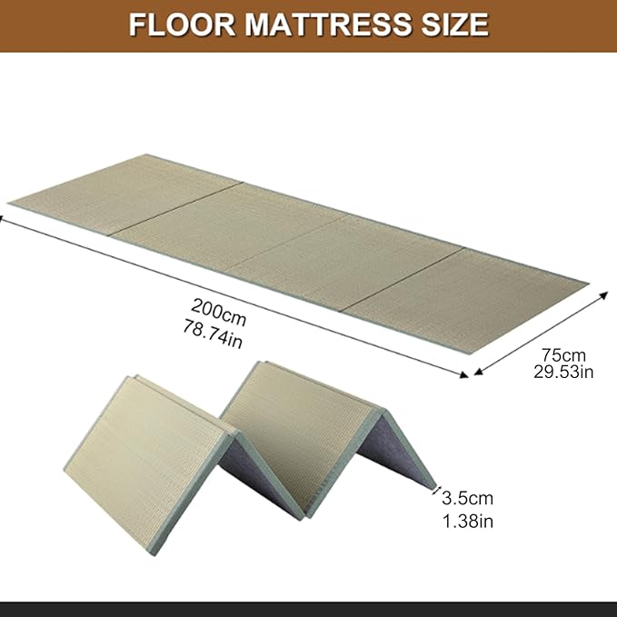 Folding Mattress Single, 3.5cm Trifold Mattresses Bed, Floor Foldable Mattresses, Space-Saving for Travel, Camping, Guest Bed, Studio, Dorm