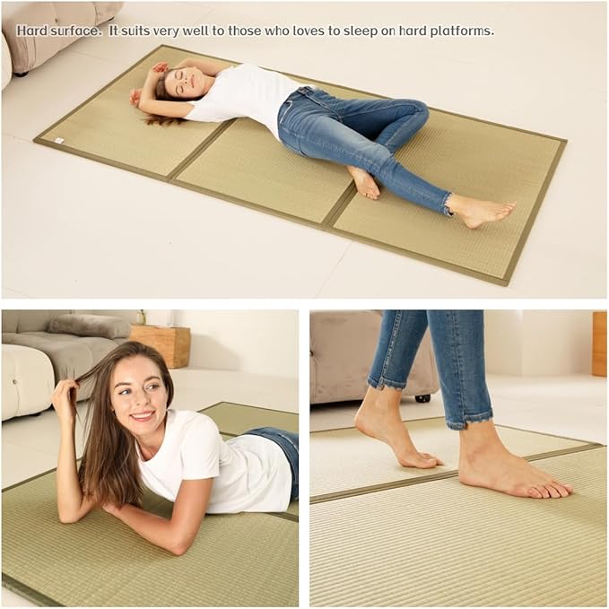 MustMat Tatami Mat Twin XL Japanese Floor Mattress Foldable Bed Mattress Rush Grass(Twin_xl-39"x82")