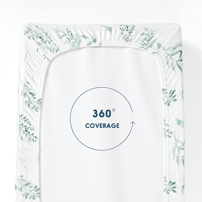 GRSSDER Stretch Ultra Soft Jersey Knit Changing Pad Cover Set 2 Pack, Change Table Pad Covers Fit 32"/34" x 16" Pads Safe and Snug, Pretty Watercolor Daisy Flowers for Baby Girls