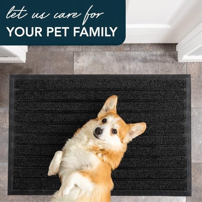 ubdyo Extra Durable Door Mat - Dirt Trapping Outdoor Welcome Mats - Non-Slip Outdoor Indoor Entrance - Low Profile Front Doormat (36" x 24", Bright Black)