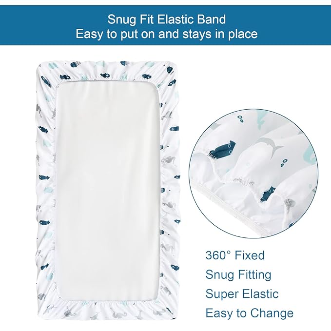 Changing Pad Cover for Boys Girls 2 Pack, Comfy & Breathable Changing Table Cover for 32''x16" Changing Table Pads, Diaper Changing Pad Cover, Aqua