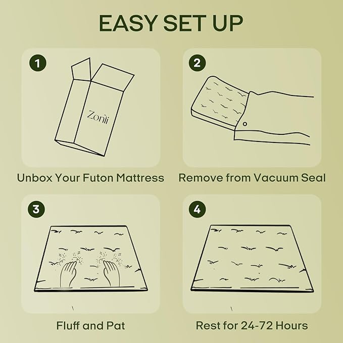 ZonLi Japanese Floor Futon Mattress Full Size 75"x 54", 100% Cotton Cover 4'' Thicken Tatami Mattress, Foldable Sleeping Pad, Portable Dormitory Tatami Mat, Roll Up Floor Lounger Bed for Adult