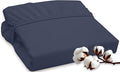 ROYALE LINENS 300 Thread Count 100% Long Staple Combed Cotton Fitted Sheet Queen - Super Soft Deep Pocket Bottom Sheet - Fitted Sheets Only - Elastic Sheets (Queen, Navy)