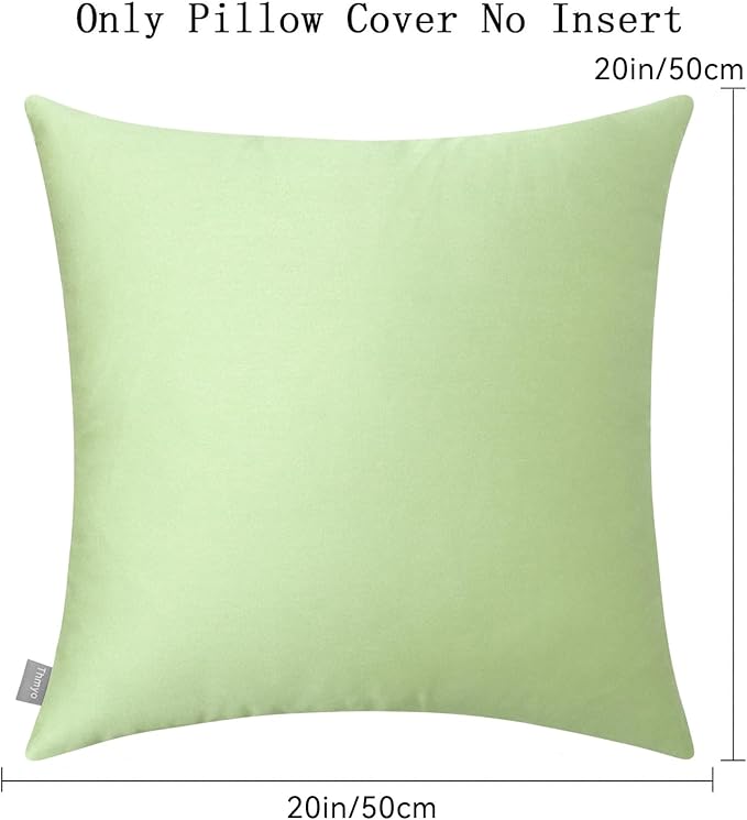 Thmyo 4-Pack 100% Cotton Comfortable Solid Decorative Throw Pillow Case Square Cushion Cover Pillowcase DIY Sublimation Blank Pillow Covers(20x20 inch/ 50x50cm,Light Pea Green)