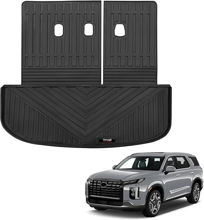 Custom for 2020-2025 Hyundai Palisade Cargo Mats Trunk Liner with 3rd Rear Seat Backrest Mat All Weather TPE Protection Mat Accessories (for 2020-2025 Hyundai Palisade)