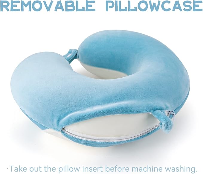 Niuniu Daddy Travel Neck Pillow - Pure Memory Foam Neck Support for Airplane, Car, Train Travel - Penguin Design for Kids 8+, Teens and Adults