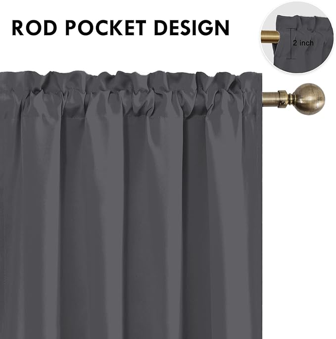 DWCN Blackout Curtains for Bedroom 84 Inch Length 2 Panels Set, Solid Thermal Insulated Energy Saving Rod Pocket Window Treatment Curtains Blackout Drapes (W52 x L84 Inch, Dark Grey)