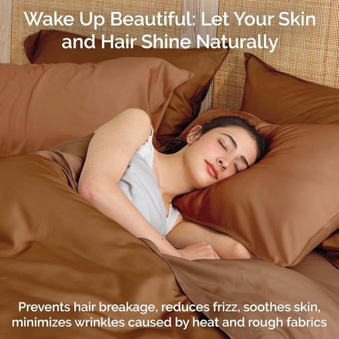 Duvet Cover Set - 100% Viscose Derived from Bamboo Duvet Cover King Size, 3 PC Luxury Cooling Duvet Cover for Hot Sleepers, Silky Buttery Soft Comforter Cover & 2 PC King Pillowcases, Almond