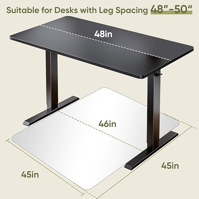 Office Chair Mat for Carpet & Hardwood, Upgraded 45" x 45" Tempered Glass Chair Mat for Office Home, with 4 Anti-Slip Pads