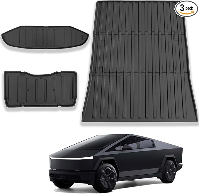 3Pcs for Tesla Cybertruck Trunk Mats Accessories 2024 2025 Custom Fit All Weather TPE Cargo Liner,Heavy Duty Pickup Truck Bed/Lower/Frunk Mat