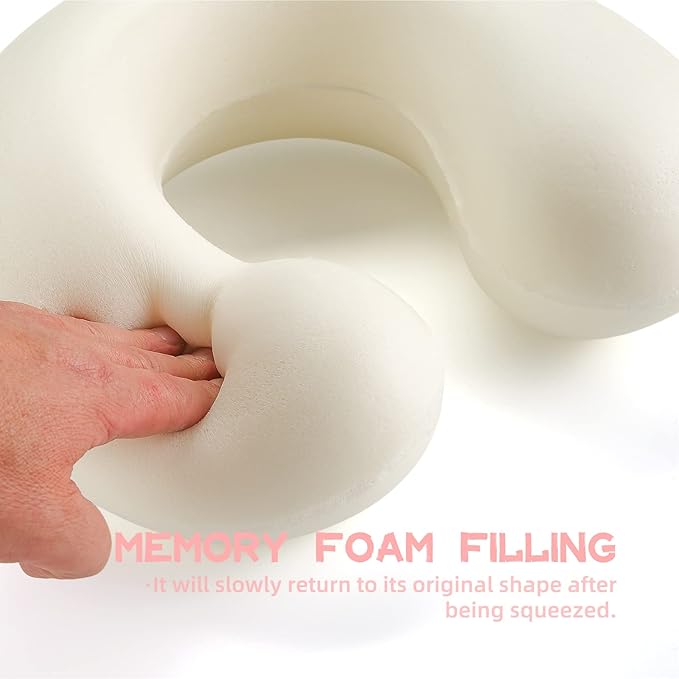 Niuniu Daddy Pink Axolotl Kids Travel Neck Pillow Road Trip Essentials for 3-8 Years Old, Soft Memory Foam Neck Pillow for Sleeping Airplane Essentials, Cervical Pillow for Boys Girls Toddlers