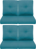 Patio Chair Cushions 4 Packs - Outside High Back Thick Water-Resistant Cushion 22x24 with Zipper Cover for Outdoor Glider Rocking Chairs Loveseat Couch – Peacock Green/Buckle