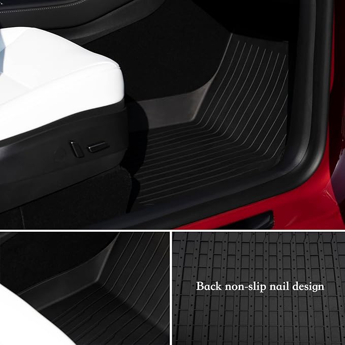 6Pcs Floor Mats for Tesla Model Y 2021/2022/2023/2024 Accessories, TPE All Weather Anti-Slip Waterproof 3D Front Frunk Rear Trunk Cargo Liner Tray Mats