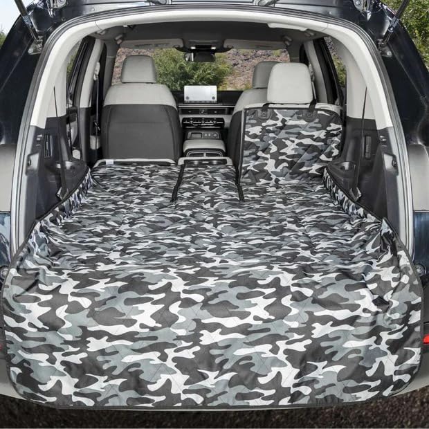 4Knines Split Cargo Liner for SUV – for Dogs & Pets, Heavy-Duty, Waterproof Trunk Mat & Cargo Cover – Fits 60/40 Split Bench & Armrest Pass-Through – Machine Washable, Non-Slip, Durable (Large, Camo)