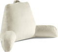 Reading Pillow for Sitting in Bed Adult, Reading Pillow with Shredded Memory Foam, Bed Pillow with Washable Cover, Back Pillow Sitting Up with Extend Arms, Beige, X-Large
