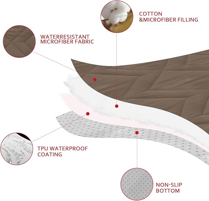 Moonsea Waterproof Blanket Dog Bed Cover with Non-Skid Bottom, Couch Cover for Dogs, Mattress Protector Furniture Protector, Bed Couch Sofa(102" X 82"), Chocolate