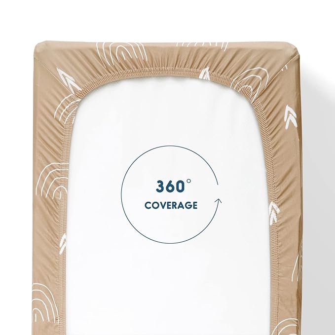 GRSSDER Stretch Ultra Soft Jersey Knit Changing Pad Covers Set 2 Pack, Change Table Pad Covers Fit 32"/34" x 16" Pads Safe and Snug, Jungle Bear/Rainbow for Baby