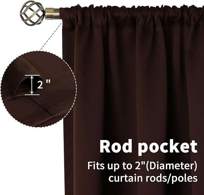 BGment Small Brown Kitchen Curtains 36 Inch Length - Chocolate Half Drapes Thermal Insulated Privacy Blinds for Cafe Bathroom Window Over Sink, 29 x 36 Inch, 2 Panels