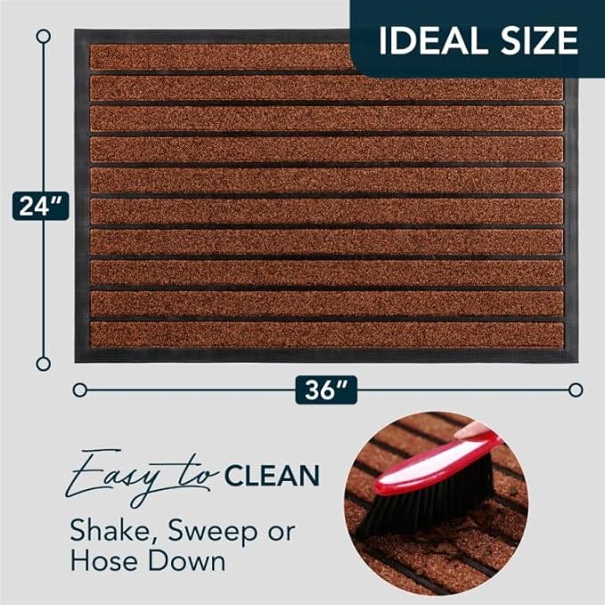 ubdyo Extra Durable Door Mat - Dirt Trapping Outdoor Welcome Mats - Non-Slip Outdoor Indoor Entrance - Low Profile Front Doormat (36" x 24", Bright Burgundy)