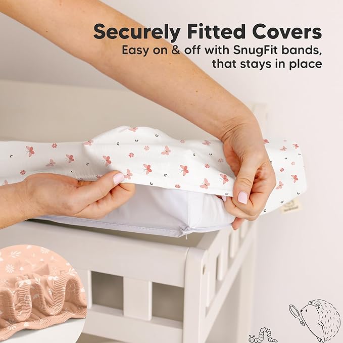 2-Pack Organic Changing Pad Covers for Girl,Boy, Neutral - 100% Cotton Changing Table Pad Cover,Soft Baby Nursery Diaper Changing Pad Sheets,Contour Changing Pads Liners,Change Pad Cover (Butterflies)