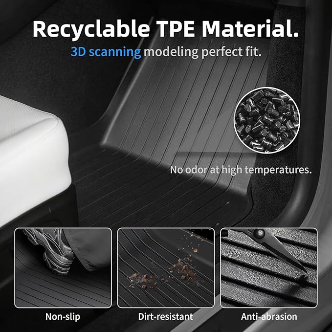 6 Pcs Liners for New Tesla Model Y Juniper Accessories 2025 2026 All Weather Floor Mats Front Frunk Rear Trunk Mats Cargo Liner TPE Anti-Slip 5-Seater