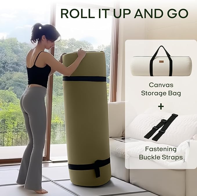 ZonLi Japanese Floor Futon Mattress Full Size 75"x 54", 100% Cotton Cover 4'' Thicken Tatami Mattress, Foldable Sleeping Pad, Portable Dormitory Tatami Mat, Roll Up Floor Lounger Bed for Adult