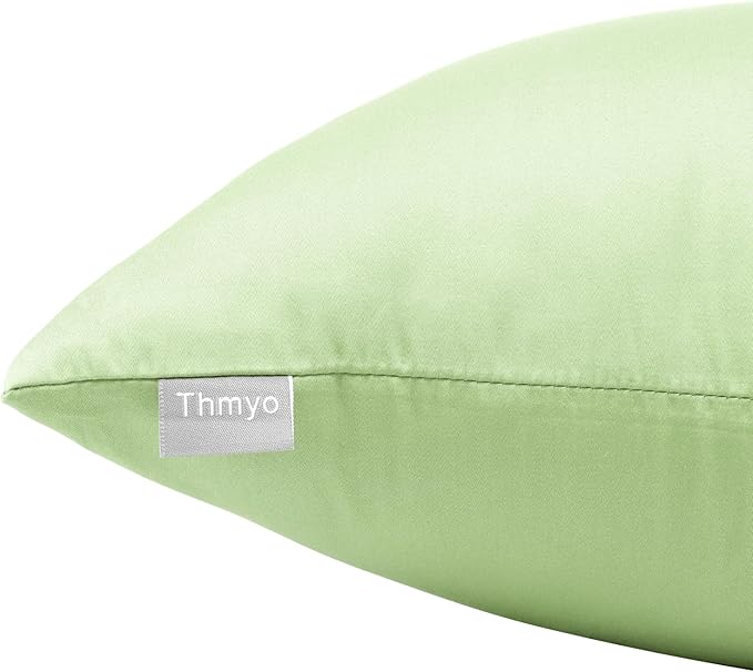 Thmyo 4-Pack 100% Cotton Comfortable Solid Decorative Throw Pillow Case Square Cushion Cover Pillowcase DIY Sublimation Blank Pillow Covers(20x20 inch/ 50x50cm,Light Pea Green)
