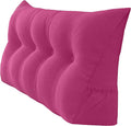 Triangular Reading Bed Rest Pillow Large Bolster Cushion Headboard Backrest Wedge Pillow with Removable Cover and Two Large Side Pockets (Magenta, 47 x 8 x 20 inches)