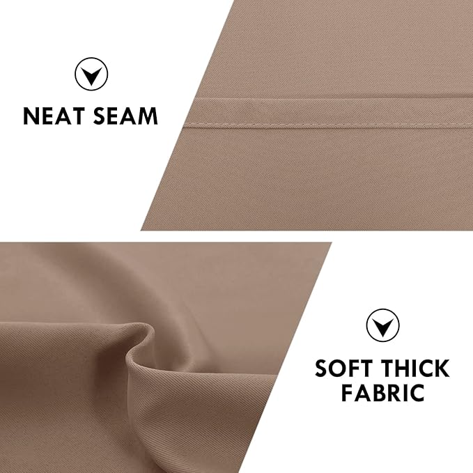 DWCN Blackout Curtains Room Darkening Thermal Insulated Bedroom Curtains Window Curtain Panels, 42 x 84 inches Long, Set of 2 Khaki Rod Pocket Drapes