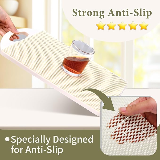 Shelf Drawer Liners for Kitchen Cabinets Non Adhesive Drawer Liner Thickened Refrigerator Liner White Quatrefoil Strong Non-Slip Paper for Tool Box, 17 x 236 Inches