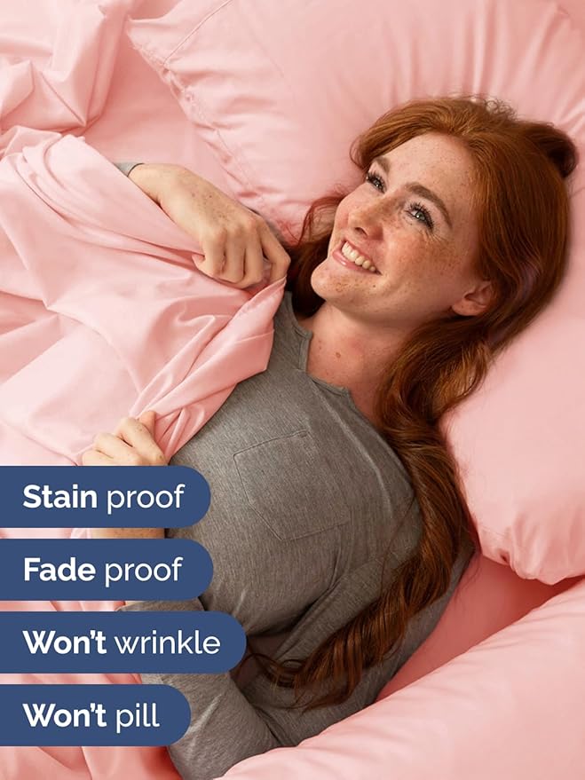 Extra Deep Pocket Twin Sheets - 3 Piece Breathable & Cooling Bed Sheets - Hotel Luxury Bed Sheet Set - Soft, Wrinkle Free & Comfy - Easily Fits Extra Deep Mattresses - Deep Pocket Baby Pink Sheets Set